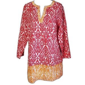 Nvelop Sun 50+ UV Protection Bold Batik Print V-Neck Cotton Swimsuit Cover Up
